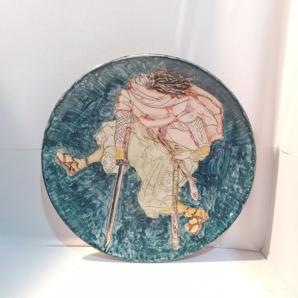 Young Samurai Hand Painted Plate - Vintage 1979 Signed- Artist L.P. Cole - Picture 3 of 15